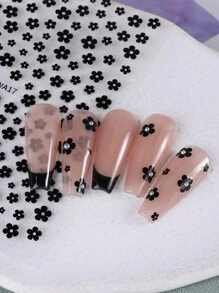 2 Tờ Hình Dán Móng Tay Đơn Giản Màu Đen Trắng Hình Hoa Cúc Tự Dính Hình Trang Trí Móng Tay Thanh Lịch Phụ Kiện Làm Móng Tự Làm Đồ Dùng Làm Móng - Đen và trắng - Xem 8