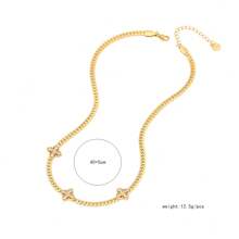 Freegrow 1pc Zirconia Flower Stainless Steel Necklace For Women, Suitable For Daily Wear