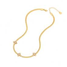 Freegrow 1pc Zirconia Flower Stainless Steel Necklace For Women, Suitable For Daily Wear