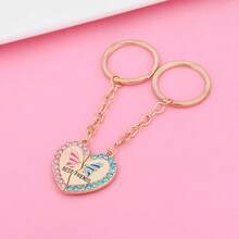 Conjunto de 2 llaveros de mejores amigos de corazón roto con mariposas de estrás para chicas, regalos de amistad de moda - Dorado - Ver 2