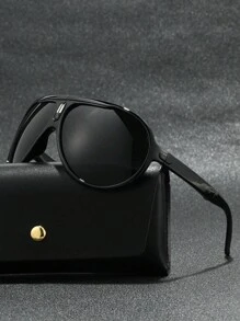 1 pieza Gafas de sol de piloto plegables vintage para hombres, de plástico, de moda, adecuadas para uso diario o viaje, con lentes de material policarbonato a prueba de explosiones, disponibles para las cuatro estaciones, para calle, verano, playa, vacaciones, exteriores, viaje