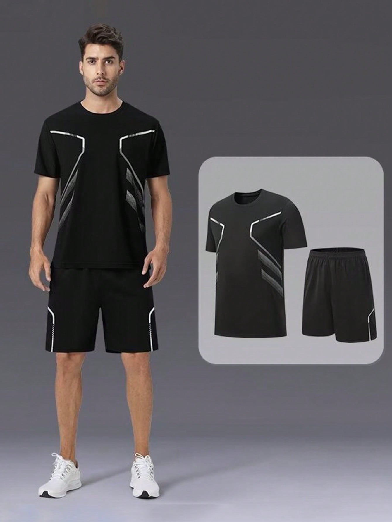 مجموعة رياضية قطعتين من تي شيرت ذو أكمام قصيرة وشو...