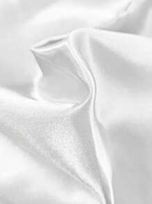 1pc Nordic Style Solid Color Satin Tablecloth For Wedding Party Bar High Table Exhibition Event Buffet Banquet Hotel Round Tablecloth - White - View 3