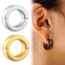 1只5毫米4克不锈钢圆形耳环，时尚纹理耳塞耳廓扩张器身体穿刺饰品 - 1528 - 查看 13