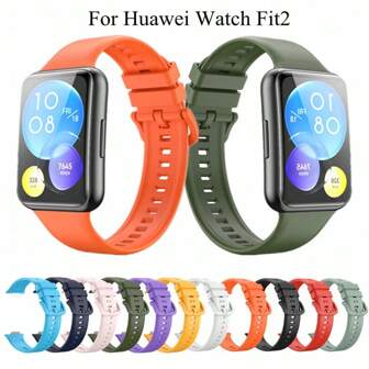 1 Watch Strap Compatible With Huawei Watch Fit 2/Fit 2 Active/Fit 2 Classic/Fit 2 Elegant Official Same Metal Connector Silicone Strap Wrist Strap