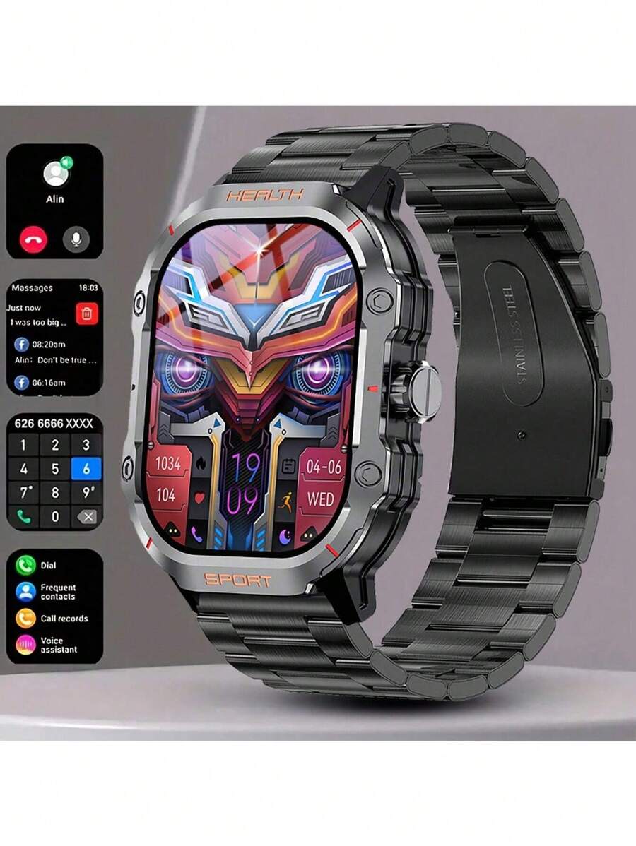 Nuevo reloj deportivo inteligente Bluetooth de GEJIAN, pantalla a color HD de 2.01, llamada inalámbrica (respuesta/marcación), notificación push, pronóstico del tiempo, resistente al agua en la vida cotidiana, larga duración de la batería, múltiples modos deportivos, reloj inteligente para hombre de moda al aire libre - Blanco - Ver 1