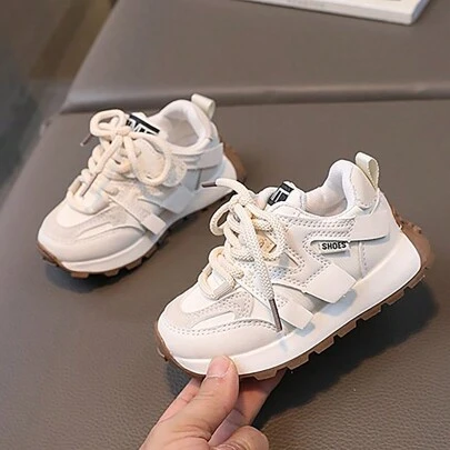 Spring And Autumn New Arrival 2024 Children Sports Shoes, Leather Material, Soft Sole, Fashionable And Versatile, Suitable For Boys And Girls
