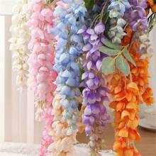 1 paquet de guirlande de fleurs suspendues de glycine pourpre - 43,31 pouces (110,01 cm) - Parfait pour les mariages, les fêtes et la décoration intérieure