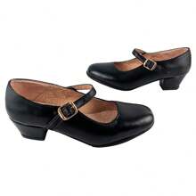 Zapatos Para Danza Folklorica Regional 100% piel dama mujer Zapatillas de Baile Folklor regional Mujer niña  tachuelado 145-n - Negro - Ver 5