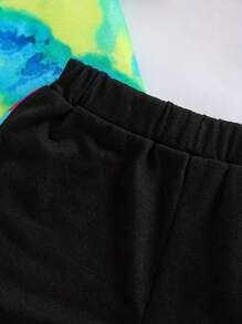 Conjunto de camiseta de manga corta con estampado de corazón y shorts para niñas jóvenes, adecuado para edades de 3 a 7 años