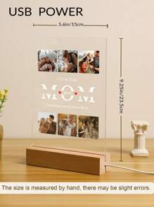 1 pieza Día de la Madre 6 Fotos, Texto Personalizado, Iluminación 3D Personalizada, Impresión del Nombre de la Foto, Regalo Romántico, Regalo Sorpresa para Amigos, Decoración de Escritorio, Pequeña Luz Nocturna
