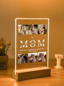 1 pieza Día de la Madre 6 Fotos, Texto Personalizado, Iluminación 3D Personalizada, Impresión del Nombre de la Foto, Regalo Romántico, Regalo Sorpresa para Amigos, Decoración de Escritorio, Pequeña Luz Nocturna