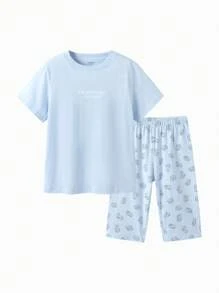 Balabala Balabala Young Boys Pajama Set Letnia klimatyzowana odzież domowa, nadruk dla młodych chłopców
