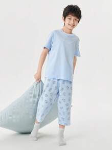 Balabala Balabala Young Boys Pajama Set Letnia klimatyzowana odzież domowa, nadruk dla młodych chłopców