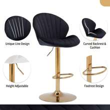 WAHSON OFFICE CHAIRS 2PCS Wahson Adjustable Velvet Bar Stool High Bar Chair Counter Stools With Gold Leg, Padded Gold Stool For Bar/Kitchen