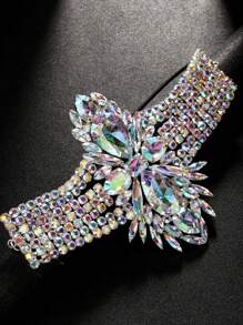 STONEFANS 1 Bạc-Màu Sắc Mới Xuất Hiện Kim Cương Giả Hình Học Chân Dây Xích, Thân Lấp Lánh Dây Chuyền Trang Sức Nữ Hộp Đêm Đảng - Bạc - Xem 3