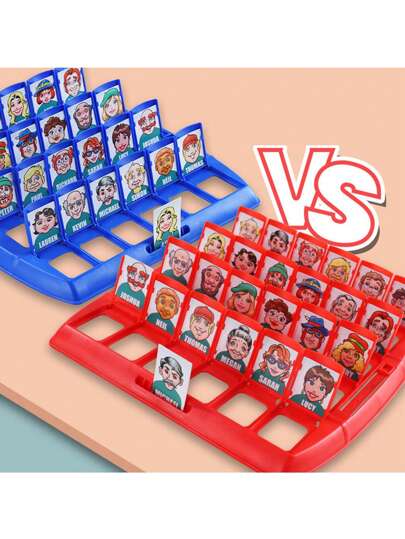 1pc  Who? Board Game Interactive Toy Develops Logical Reasoning & Guesses Characters With 96 Randomly Selected Cards & Penalty Plate