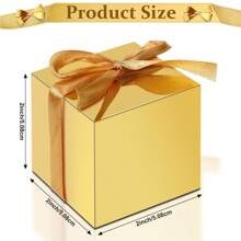 3/20/50 pièces Boîtes de faveur de mariage de 2 x 2 x 2 pouces , boîtes à bonbons gold de Noël avec rubans, boîtes de cadeau carrées vides en papier avec couvercles pour faveurs de fête, fête de naissance, création de mariée, pour traiter les invités