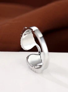 خاتم أنيق بشكل جناح مذهل خاتم زفاف نسائي رائع مع حجر CZ أبيض