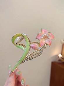 3pcs/Set Multicolor Metal Hair Clips With Country Style Floral Design, Including Tulip Flower, Sweet And Elegant Hair Accessories For Women,Hair Claw,Claw Clips,Hair Jaw Clip,Hair Clutch