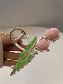 3pcs/Set Multicolor Metal Hair Clips With Country Style Floral Design, Including Tulip Flower, Sweet And Elegant Hair Accessories For Women,Hair Claw,Claw Clips,Hair Jaw Clip,Hair Clutch