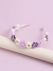 1入組兒童紫色花朵髮箍，適用於春夏日常佩戴