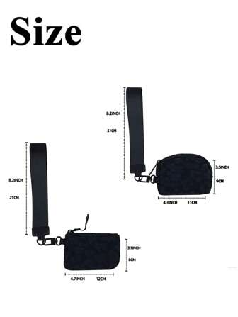 母親紀念迷你拉鍊手提錢包女性雙口袋手提包，便攜鑰匙扣錢包，豹紋