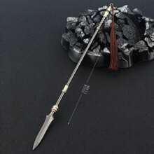 Mini Lance, Halberd, Móc chìa khóa mặt dây chuyền giáo, Mặt dây chuyền đồ chơi mô hình vũ khí, có thể được sử dụng cho móc chìa khóa, trang sức xe hơi, dây chuyền, mặt dây điện thoại di động, bộ sưu tập, v.v., có ý nghĩa bộ sưu tập, là một món quà Giáng sinh tốt hơn - Đồng - Xem 2