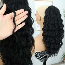 DZfirst Pferdeschwanz-verlängerung, Kordelzug, Lockiger, Gewellter Pferdeschwanz Für Künstlichen Clip-in-pferdeschwanz, Schwarzes, 18 Zoll Großer, Synthetischer, Langer, Lockiger, Flauschiger Pferdeschwanz Für Den Täglichen Gebrauch