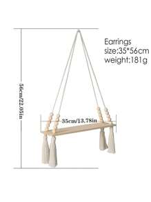 1 pieza Estante colgante decorativo tejido a mano de estilo bohemio para la pared, estante de almacenamiento montado en la pared