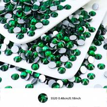 144 CÁI Thạch thủy tinh phẳng màu xanh đậm, Thích hợp cho Đồ thủ công DIY, Búp bê đồ chơi, Giày dép, Trang điểm, Trang trí (SS6-SS20) - Màu xanh lá cây đậm - Xem 8