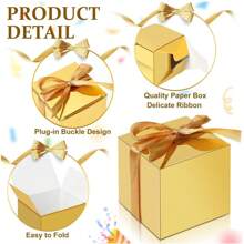 3/20/50 pièces Boîtes de faveur de mariage de 2 x 2 x 2 pouces , boîtes à bonbons gold de Noël avec rubans, boîtes de cadeau carrées vides en papier avec couvercles pour faveurs de fête, fête de naissance, création de mariée, pour traiter les invités