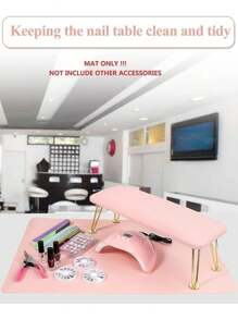 1 PC Nail Art Table Mat, PU And Washable Foldable Nail Polish Hand Rest Arm Wrist Rest Pad For Nail Art Instructor Nail Care Nail Salon Tools, Foldable Nail Art Hand Pad For Nail Art Armrest Pad, Soft Microfiber Leather Nail Art Mat , Manicure Mats, Manicure Table Mats, Manicurist Salon Home Table Mats,Two Colors Of Buttons Are Shipped Randomly