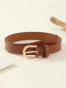 1 件女士纯金属扣时尚腰带夏季、秋季、万圣节 - 黑色 - 查看 3