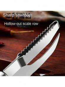 1PC Stainless Steel Fish Scale Scraper, Fish Belly, Fish Knife, Gill Scraper, Fish Killing And Gill Digging Tool, Belly Opening Tool, Scale Removal Brush - Silver - View 2