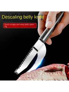 1PC Stainless Steel Fish Scale Scraper, Fish Belly, Fish Knife, Gill Scraper, Fish Killing And Gill Digging Tool, Belly Opening Tool, Scale Removal Brush - Silver - View 1