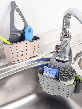 2 szt. Zestaw wyjmowanych toreb do przechowywania w kuchni, torba do zawieszania zlewu, plastikowy stojak na odpływ, półka na kran, kosz do mycia naczyń