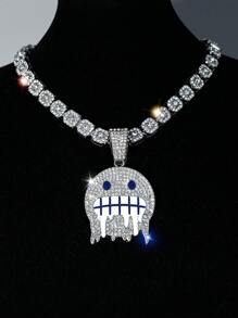 1pc Fashionable Creative Zinc Alloy Rhinestone Pendant Necklace With Greeting Card Jewelry Box For Mother's Day, Women