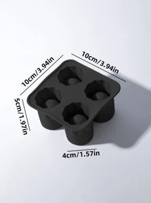 1個黑色四孔冰球模具，圓柱形冰塊盤 - 黑色 - 查看 2