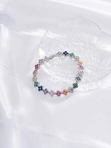 1 件彩色时尚奢华花卉锆石手链 - 橫豎連結式 - 查看 5