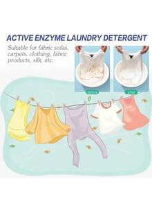 1 pieza Detergente de lavandería enzimático (260g), limpiador de ropa multiuso para manchas difíciles - Blanco - Ver 8