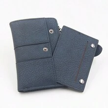 A Dark Blue Short Wallet 2024 Spring/Summer New Simple And Light Women's Fashion Folding Wallet In The Two-Fold High-End Atmosphere Purse Multi-Function Draw Card Hand Bag College Style Gift Daily Storage Buckle Short Money Clip - Royal Blue - View 7