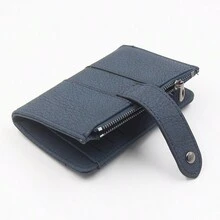 A Dark Blue Short Wallet 2024 Spring/Summer New Simple And Light Women's Fashion Folding Wallet In The Two-Fold High-End Atmosphere Purse Multi-Function Draw Card Hand Bag College Style Gift Daily Storage Buckle Short Money Clip - Royal Blue - View 6