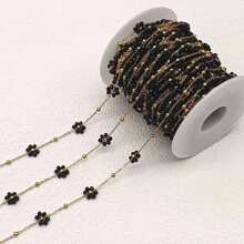 1m Stainless Steel Artificial Crystal Handmade DIY Beaded Chain, Suitable For Women Jewelry Making - 1 Meter - Stainless Steel - View 4