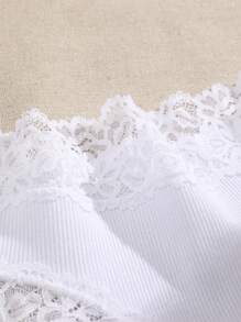 2 piezas Ropa interior de encaje para mujer, negro y blanco