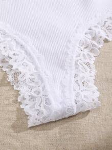 2 piezas Ropa interior de encaje para mujer, negro y blanco