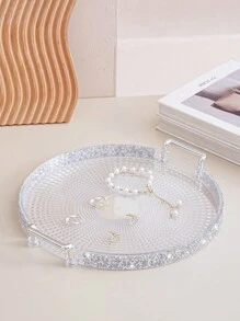 1pc Decorative Tray, Accessories Tray, Jewelry Tray, Wedding Decoration Tray Jewelry Box, Jewellery Box, Jewelry Organizer For Women And Girls, Jewelry Holder, Ideal For Halloween Earrings, Necklace, Rings, And Wedding Accessories;Also Suitable For Home Decor And Bridesmaid Gift Valentine Day Back To School - Clear - View 6