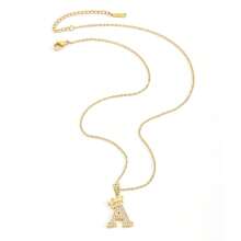 1pc Stainless Steel Letter A-Z Necklace With Micro-Inlaid Zirconia Crown Pendant For Women Everyday Wear, Removable Copper Plated Pendant, Ideal Gift For Good Friends Or Classmates