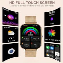 1 pieza Reloj inteligente de banda de silicona unisex con función de llamar/responder, conteo de pasos, seguimiento de calorías y distancia, múltiples modos deportivos, alarma y recordatorio de llamadas/mensajes, pantalla táctil completa de 1.83" para Android e iOS - Dorado - Ver 7