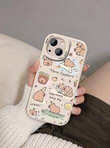1 funda de TPU suave para teléfono con diseño de capibara + 1 correa de silicona para la muñeca, compatible con Apple